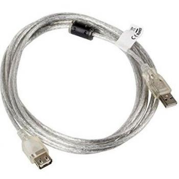 CABLE USB 2.0 ALARGADOR 3M MACHO HEMBRA FERRITA TRANSPARENTE
