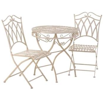 Conjunto de Forja Blanca: Mesa y 2 Sillas para Exterior