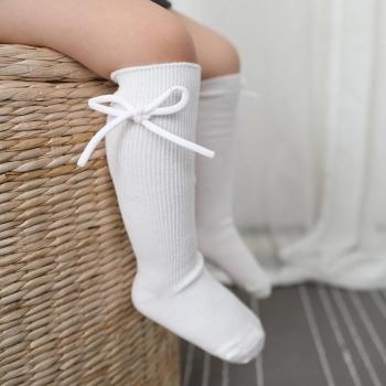 Infant Knee High Socks for Girls with Big Bows and Stripes 0-6 Years