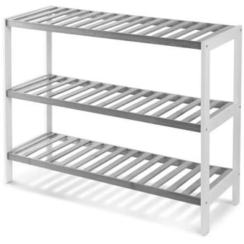 Wooden Bamboo 3-Tier Shoe Rack – Grey Edition
