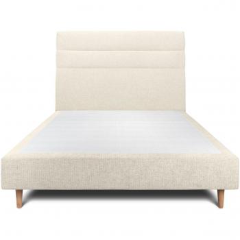 Lit 140x200 cm Tête Lignes Tissu Sommiers Tapissier Beige Clair Haute 35 cm