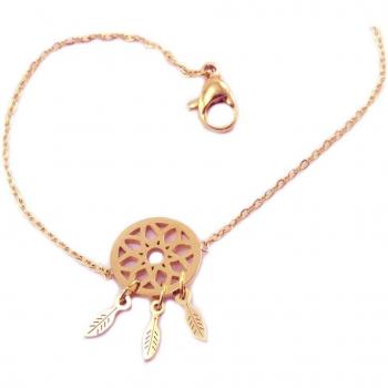 Gioiello Rosa Acero Boho con Motivo Dreamcatcher 20x11 mm