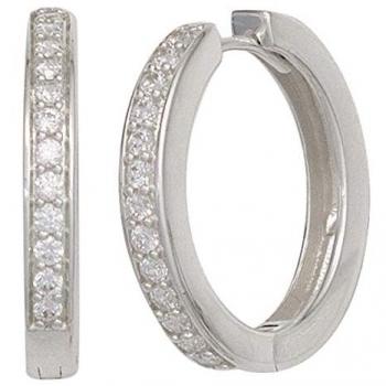 Jobo Damen Creolen rund 925 Sterling Silber mit Zirkonia Ohrringe