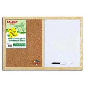 Pannello di sughero 40x60 cm + lava-vajigola bianca + accessori (Arda 9590)