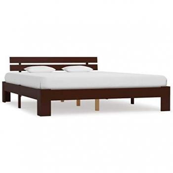 VidaXL Bed Frame Dark Brown Solid Pine Wood 180x200 cm Super King