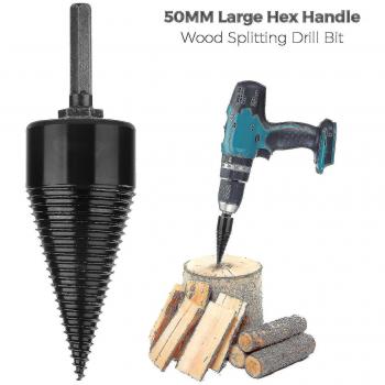 Divisor de Troncos Industrial, Broca con Cono de Madera y Mango Hexagonal, 32mm