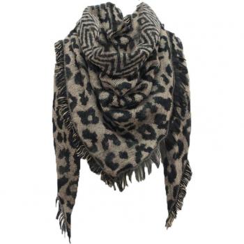 Warm Cashmere Leopard Triangle Scarf for Women
