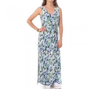 Vero Moda Vestito Lungo Senza Maniche in Pizzo Effetto, Blu/Bianco, Taglia M