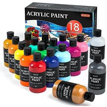 Shuttle Art Acrylic Paint 18 Colors Acrylic Paint Bottle Set 240ml/8.12oz