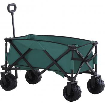 Outsunny Folding Cargo Wagon Trailer with Telescopic Handle