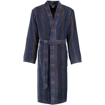 Cawö Herren Bademantel 100% Baumwolle Blau/Braun