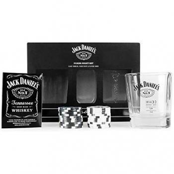 Jack Daniels Whiskey Glass and Poker Set, Tin, Black, 12 Count (Pack of 1)