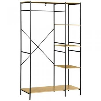 Chambre Penderie Métallique Tringle + 4 Étagères Homcom