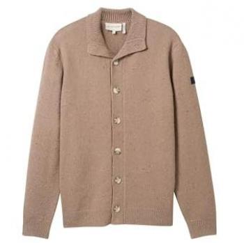 Tom Tailor Regular Fit Strickjacke in Mud, Männer – Größe S