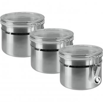 Metaltex Edelstahl Vorratsbehälter, 3-tlg, Inox-Verschluss
