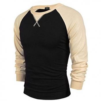 Coofandy Men’s Black Cotton Long Sleeve Raglan Top