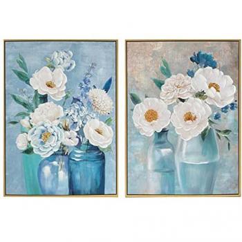 Décoration murale Shabby Chic : vase en toile 60 × 3,5 × 80 cm (2 exemplaires)