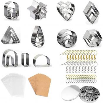 11 Formen Edelstahl Schneider für Polymer Ton mit Ohrring Karten