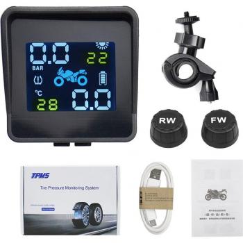 Solar-Powered Motorcycle Tire Pressure Monitoring System with 2 Sensors