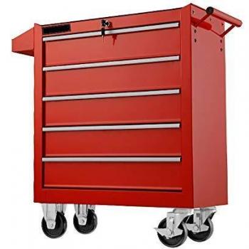 Armoires à Outils MAATCHH Service Center Heavy Duty Panier Outil Trolley Roues avec Serrure 5 Tiroir Mobile Jardin