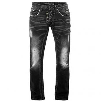Rusty Neal Herren Jeans im Straight Fit, schwarz, Größe 38/32