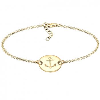 Collana a Braccialetto a Targa con Simbolo di Ancora in Argento 925