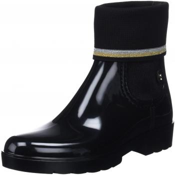 Tommy Hilfiger Damen Knitted Sock RAIN Boot Gummistiefel, Schwarz