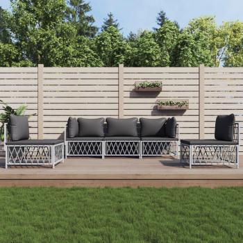Conjunto de Sofás de Jardim 5 Unidades em Aço Branco