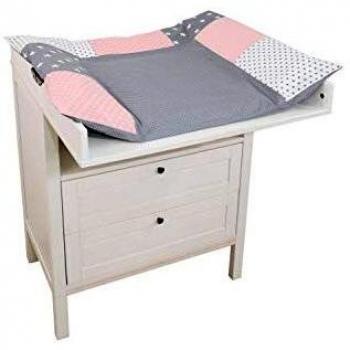 Rivestimento per materassino fasciatoio in cotone 100% rosa e grigio 75x85 cm