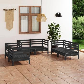 VidaXL 6-teiliges Lounge-Set für den Garten Schwarz Kiefer