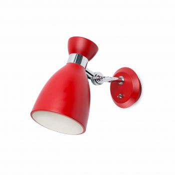 Retro 20002 Faro Barcelona – Rote Metallschirm-Wandleuchte, 20 W