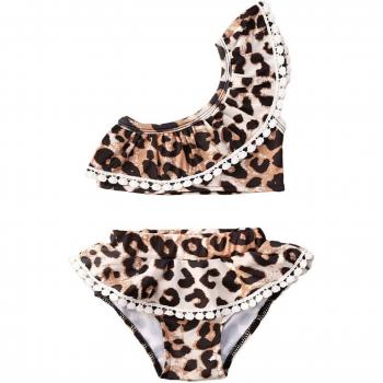 Girls Summer Leopard Print Bathing Suit Set