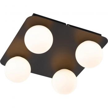 Plafoniera nera moderna a 4 luci per bagno