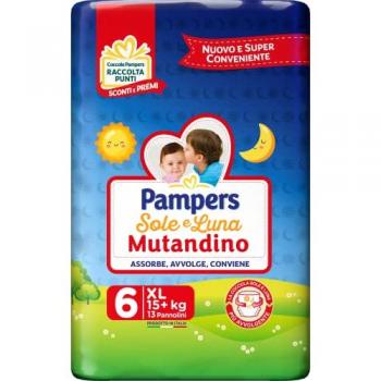 Pampers Sole e Luna Mutandino XL Taglia 6 (15+ Kg) 13 Pezzi
