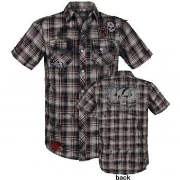 Camisa Rock Rebel Right Now Manga Corta Rojo-Gris-Blanco XL