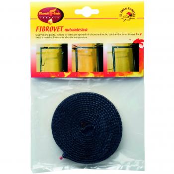 Striscia adesiva in fibra di vetro per stufe Best Fire 11079, dimensione 6x3mm, lunghezza 2,5m, colore Nero