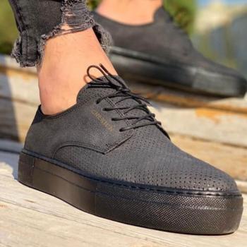 Chekich sneakers uomo in pelle nera con lacci, design classico per primavera e autunno CH061 40 nero