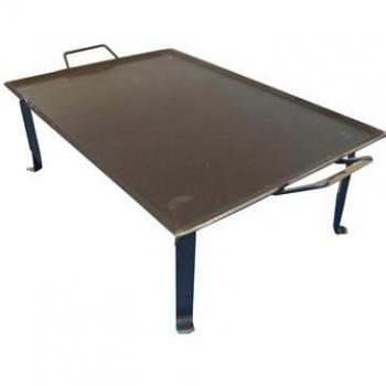 Plancha asar 50x33 acero 4 mm con asas metálicas y patas sin verter grasas