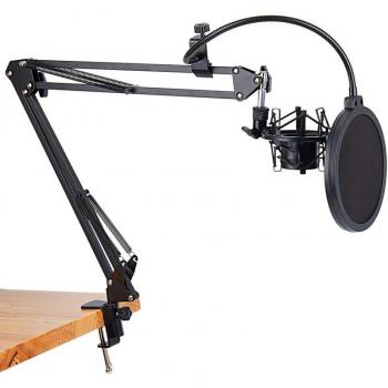 NB-35 Microphone Scissor Arm with Table Mounting Clamp and Windscreen