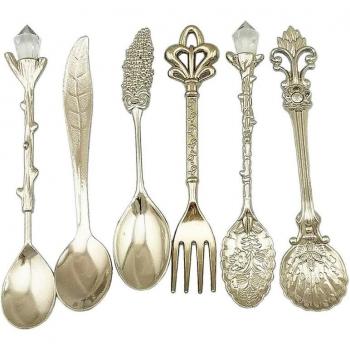 10cm Vintage Gold Dessert Forks and Spoons Set