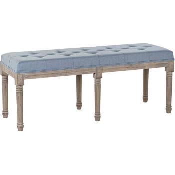 Descalzadora Azul de Lino y Madera de Caucho (122 x 41 x 48 cm)