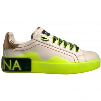 Portofino Light‑Up Leather Sneaker, White & Yellow, EU36/US6