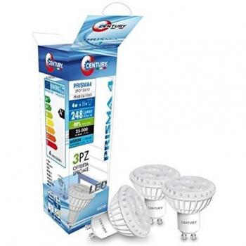 Century LED Spot 38° GU10 4W 6000K 248lm Set di 3 unità bianco