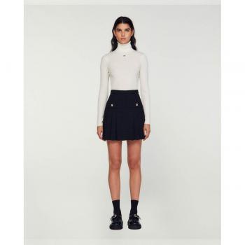 Sandro Katyna Black Tweed Pleated Skirt