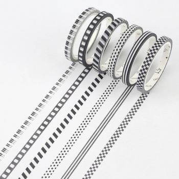 Cinta washi decorativa blanca y negra para álbumes de recortes 5mm x 7m