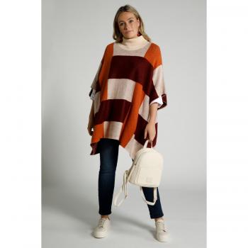 Ulla Popken Plus Size Red Knit Poncho