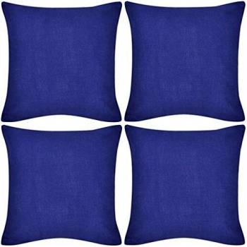 VidaXL 4X Blue Home Fabric Cushion Cover, 50 cm × 50 cm