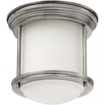 Quintiesse Deckenleuchte Hadrian E27 1x40W IP44 Nickel antik, Opalglas satiniert, H:18.5cm Ø19.6cm