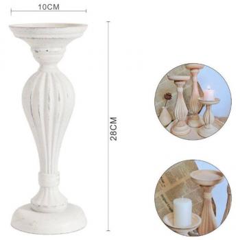 Porta Velas Vintage Blanco 10x28 Accesorio de Navidad