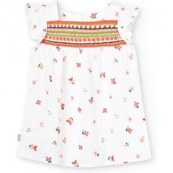 Vestido Boboli con Bordado en el Pecho y Flores de Colores